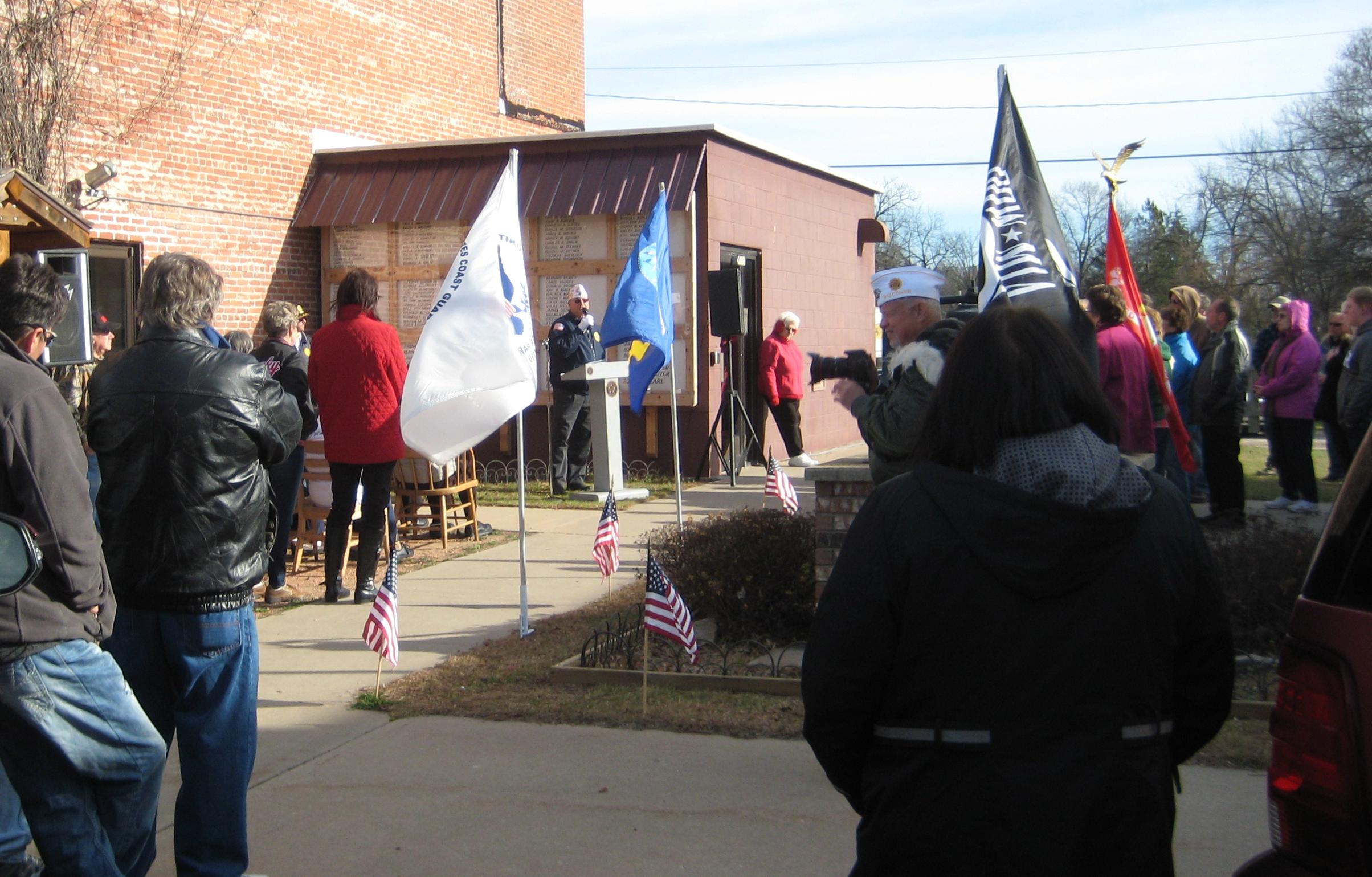 Memorial to Local Veterns Crowd of people